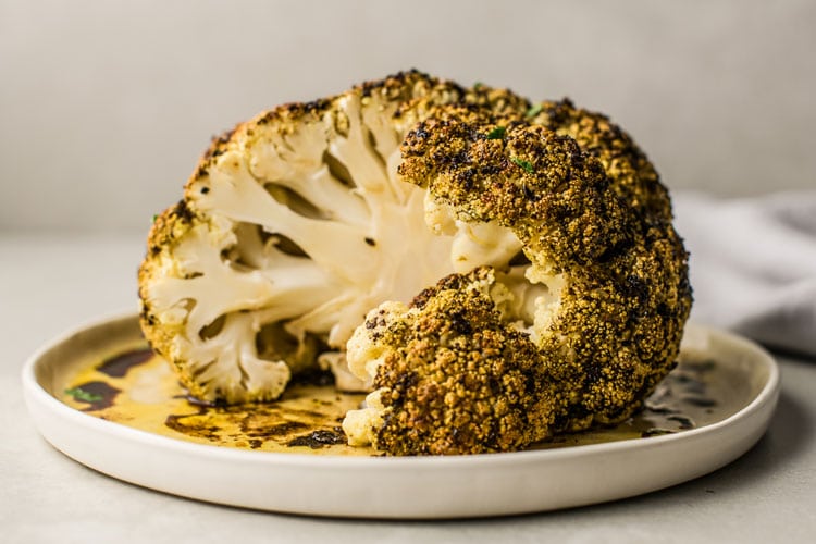 Balsamic Glazed Whole Roasted Cauliflower | Plant-Based Recipe
