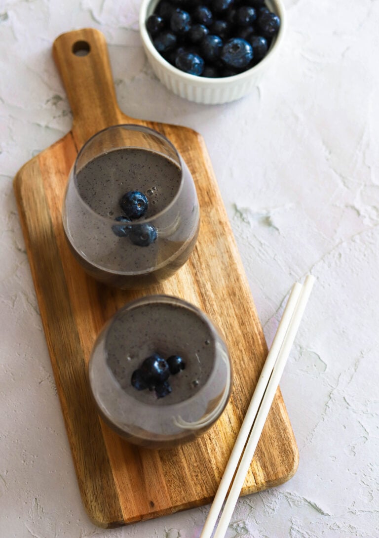 Enjoy this blueberry banana smoothie for breakfast, lunch, or even a healthy snack!