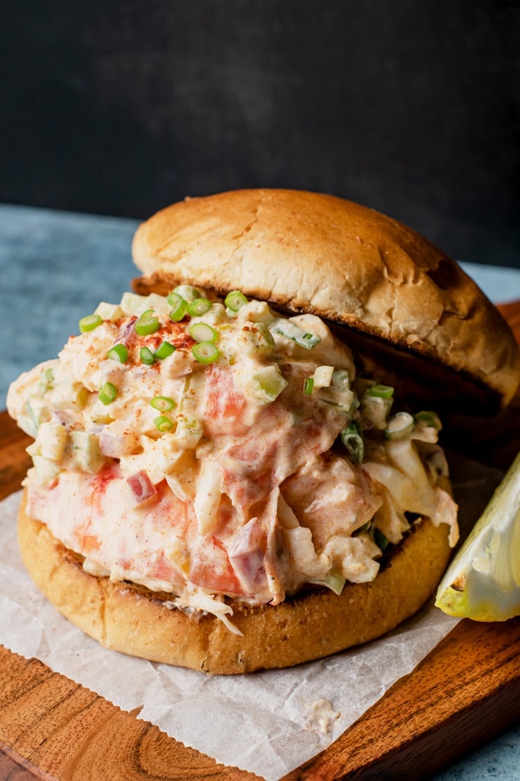 Enjoy this New England Lobster Roll on a classic white hot dog-style bun.